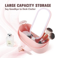 MEJ Petit miroir de maquillage professionnel portable à LED, boîte à miroir avec interrupteur tactile intelligent