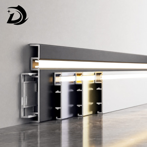 Polished Aluminum LED Skirting Board Invisible Baseboard Lighting Track Flexible Moulding Modern Hotel Projects Wholesale