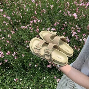 Moda chicas Brkenstock verano sandalias de mujer punta abierta doble botonadura perezoso suelas gruesas zapatillas de alta calidad mujeres - Product Image 5