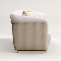 YUANCHANG Luxuriöses Modernes Modulares Sofa-Set Kunstleder-Polsterung Gesteppte Nähte Holzrahmen Edelstahl Wohnzimmer