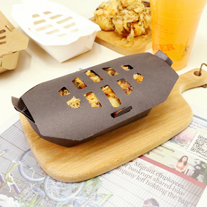 กล่องกระดาษคราฟท์สำหรับบรรจุอาหารแบบนำกลับบ้าน เช่น เฟรนช์ฟรายส์ <span class=keywords><strong>ทา</strong></span><span class=keywords><strong>โกะ</strong></span>ยากิ อาหารจานด่วน พร้อมฟิล์มกันน้ำมันด้านใน ขายส่ง - Product Image 5