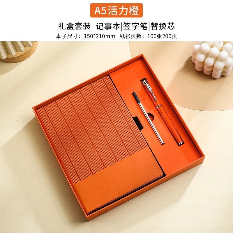 Caja de regalo con bolígrafo de recambio con forma de naranja, bolsa de regalo