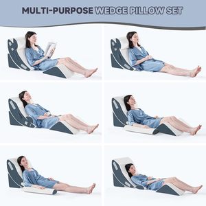 4 oreillers de soutien lombaire modernes en <span class=keywords><strong>mousse</strong></span> à mémoire de forme orthopédique, certifiés Certipur US et OEKO-Tex, pour adultes, anti-reflux acide, réglables - Product Image 3