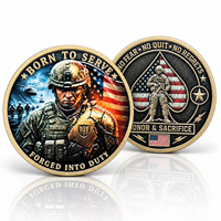 2026 Born to Serve Patriot Challenge Coin en émail couleur 3D plaqué or avec impression UV, épinglette pour l'honneur et le dévouement