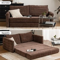 Ensemble de canapés en tissu minimaliste moderne, accoudoirs en bois massif, un siège, canapé-lit en mousse haute densité, pliable, amovible, lavable