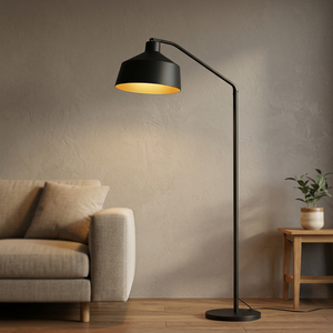 Lampe sur pied LED moderne en métal noir avec base E27, design luxueux, angle réglable, lampe de lecture pour salon et chambre à coucher - Product Image 2