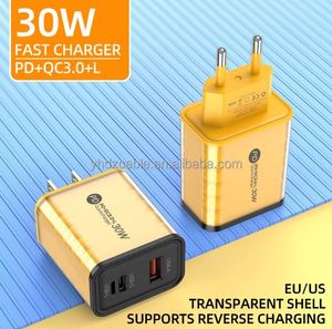 หัวชาร์จเร็ว PD 30W ปลั๊ก EU US UK อะแดปเตอร์โทรศัพท์มือถือแบบติดผนัง Pd Type-c สาย USB Type C สำหรับโทรศัพท์ Android - Product Image 2
