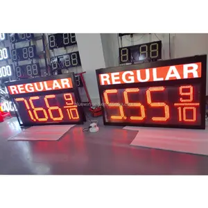 8.88 9/10 Green/Red Led Gas Station Price Signs For Petrol Station With Double Sided REGULAR/DIESEL