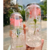 Logo personnalisé canettes en plastique pour animaux de compagnie canettes de soda bouteille de jus de 330ml 500ml bouteille de boisson transparente pour animaux de compagnie peut transparent