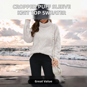 เสื้อสเวตเตอร์ถักสำหรับผู้หญิงขายส่ง – ผู้ผลิตเสื้อพูลโอเวอร์สำหรับผู้หญิงแบบ OEM พร้อมโลโก้สั่งทำ ผู้จัดจำหน่ายเสื้อสเวตเตอร์ถักจำนวนมาก รับสั่งทำโลโก้บนเสื้อถัก - Product Image 2