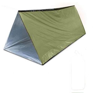 Kit d'abri d'urgence portable tout-en-un de couleur verte, tente de survie imperméable, sac de couchage, poncho de pluie pour toutes les saisons en plein air - Product Image 1