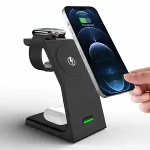 15w 3 In 1 Fast Wireless Charger Wireless Charging Stand And Portable Wireless Charger For Iphone Watch Earphone