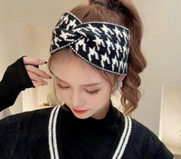 Bandana de sport confortable en coton multicolore pied-de-poule, légère, réutilisable, à bord large, utilisable comme foulard ou accessoire pour cheveux