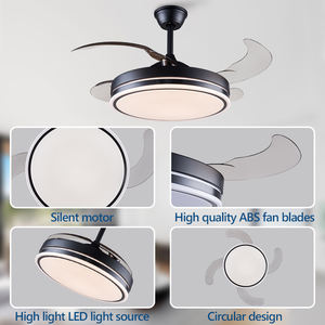 Ventilateur Lampe Invisible Lumière De Luxe Chambre Lumière Ventilateur De Plafond Grand Vent Ménage Smart Restaurant Ventilateur Électrique Lustre - Product Image 2