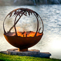 Foyers en acier Corten à demi-sphère et bols à feu bombé personnalisés pour jardins, villas, centres de villégiature et zones de rassemblement en plein air