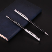 Stylo bille métallique transfrontalier haut de gamme, promotionnel pour entreprises, rétractable, pour hôtels, cadeau, stylo à encre huileuse, logo gravé au laser