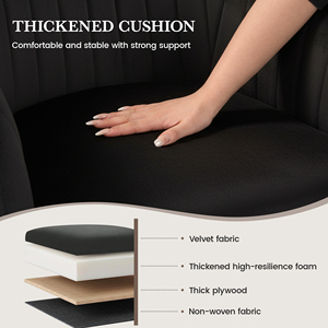 Modern Ribbed Velvet Upholstered Dining Chair with Durable Eco-Friendly Tufted Design Metal Legs <b>Lightweight</b> for Home Furniture - Product Image 2