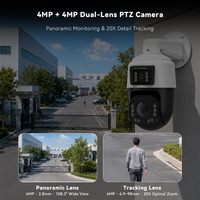 Caméra de sécurité PTZ IP POE à double capteur 4MP+4MP GCraftsman avec double objectif 2,8 mm et zoom 20X, vision nocturne, extérieur