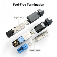 Connecteur modulaire RJ45 8P8C Cat8 SFTP à blindage complet en alliage de zinc, style allemand, anti-vibration, sans outil, à clipser, 40 Gbit/s