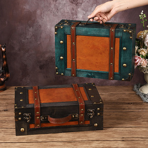 Mystic Arts Vintage Wooden <b>Suitcase</b> Retro Decorative Prop Storage Box Antiquity Style - Product Image 1