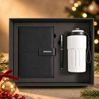 En stock, coffret cadeau de Noël, carnet en cuir PU, tasse isotherme, stylo signature, carnet de notes A5 personnalisable pour étudiants