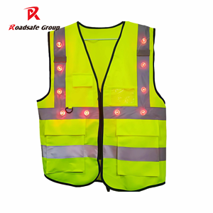 <span class=keywords><strong>Gilet</strong></span> de sécurité Roadsafe LOGO Veste de sécurité haute visibilité <span class=keywords><strong>Gilet</strong></span> de sécurité lumineux à LED avec bandes réfléchissantes Idéal pour les coureurs, les travailleurs et les cyclistes - Product Image 1