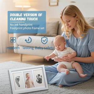 Kit d'empreintes de mains et de pieds de bébé, cadres photo en bois MDF, cadre photo souvenir pour bébé, cadeaux pour maman, cadeaux pour bébé, cadeaux pour enfants - Product Image 1