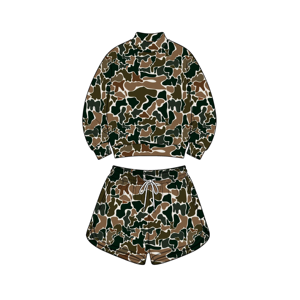 Ensemble 2 pièces camouflage pour garçons, haut et short à cordon de serrage pour tout-petits, tenue décontractée d'extérieur pour enfants - Product Image 4