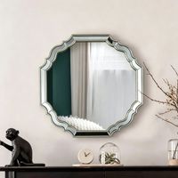 Miroir de maquillage mural de style européen, luxe léger, rétroéclairage LED tricolore, verre cousu à la main, décor PU