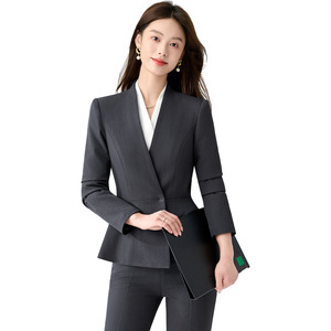 Women's White Suit Fitted Waist Notched Collar Anti-Wrinkle Professional Workwear Career Dress Pants Set - Product Image 5