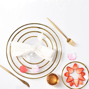 Platos de Vidrio Transparente Reihey de 8 Pulgadas, Plato Cuadrado para Postre, Platos para Cena con Borde Negro para Ensalada, Pastel, Carne, Pizza - Product Image 3