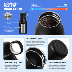 Bouteille d'eau isotherme à petite ouverture de 350 ml (12 oz) avec logo personnalisé et boucle de transport portable – Vente en gros 01131B - Product Image 6