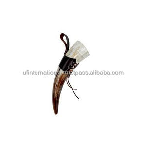 Cuerno encantador y bocina para beber, soporte de cuero y producto natural con bocina pulida - Product Image 6