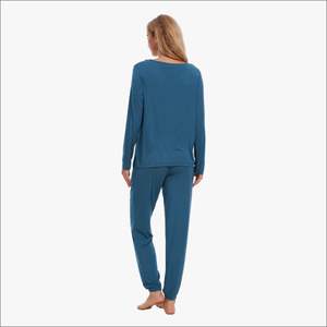 Ensemble de pyjamas en coton de bambou tricoté respirant pour femmes, pyjamas à manches longues pour femmes, vêtements de nuit d'hiver - Product Image 4