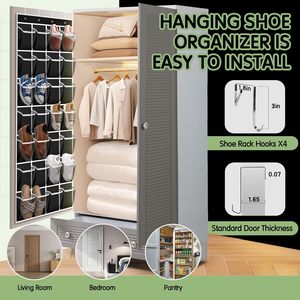 28 Pocket Over The Door <b>Shoe</b> Organizer Breathable Mesh Hanging <b>Storage</b> Rack For Closet <b>Space</b> <b>Saving</b> <b>Shoe</b> Rack - Product Image 6