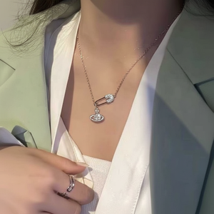 Vendita calda di tendenza minimalista argento chiave ciondolo collana con perline con perle per donne in rodio placcato stile carino all'ingrosso - Product Image 2