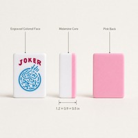 Jeu de Mahjong Classique Rose en Mélamine, 166 Pièces, Tuiles Gravées de 1,2 Pouce avec Impression UV, Boîte Cadeau, Jeu Robuste pour Adultes