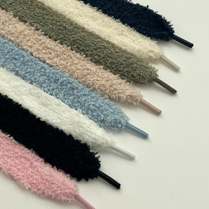 Lacets de chaussures personnalisés avec logo, 22 mm, super larges, épais, en fourrure, plats, pour baskets basses en toile, en peluche moelleuse - Product Image 5