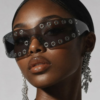 Lunettes de soleil de luxe surdimensionnées sans monture, logo personnalisé, style Y2K futuriste, pour fête et cosplay, avec rivets métalliques, cyberpunk gothique, monobloc