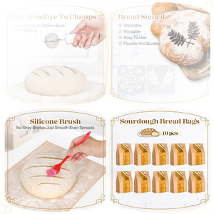 Kit de démarrage de luxe tout-en-un pour la fabrication <span class=keywords><strong>du</strong></span> <span class=keywords><strong>pain</strong></span> au levain avec paniers de levage Banneton, lame, fouet, racloir, pot de levain et outils de boulangerie - Product Image 5