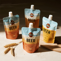 Vente en gros de sacs à bière transparents Buse composite portable Sac debout Sac d'emballage jetable pour jus de boisson et bière Spot