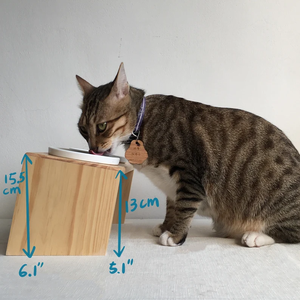 ODM OEM elegante mesa de comedor inclinable de madera de 13cm de altura para gatos y perros pequeños soporte de alimentación de madera maciza con 2 cuencos para gatos gratis - Product Image 4