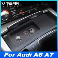 Station d'accueil Vtear pour voiture, double allume-cigare, hub de distribution, pièces de décoration intérieure, accessoires auto pour Audi A6 A7 2011-2018