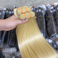 14A Haute Qualité # Lots de Cheveux Naturels Vietnamiens Bruts Non Traités, Lisses Comme des Baguettes, Blond Platine 613, 100% Cheveux Humains Vierges, Faits à la Machine