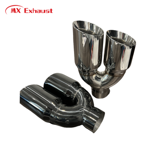 Embouts d'échappement universels en acier inoxydable 304 poli pour voiture, type Y, 63mm 76mm 3 pouces, double sortie angulaire - Product Image 1