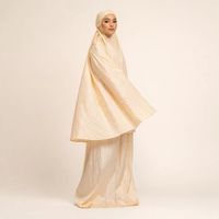 Ensemble de prière Mukena crème personnalisé pour femmes, OEM ODM, vente en gros, vêtements islamiques modestes
