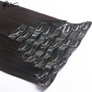 Commercio all'ingrosso della fabbrica capelli Remy capelli <span class=keywords><strong>a</strong></span> doppia disegnata brasiliana Raw <span class=keywords><strong>Clip</strong></span>-in <span class=keywords><strong>extension</strong></span> per capelli di colore scuro senza soluzione di continuità - Product Image 4