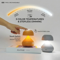 Lampe de table champignon sans fil rechargeable CCT minimaliste pour créer une ambiance conviviale à la maison ou au bureau