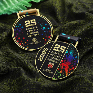 パーソナライズされたメダル2025ラウンドカラフルエナメルランニングメダルスポーツ金属亜鉛合金ゴールドランニングランマラソンレースメダル - Product Image 6