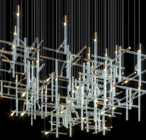 פרויקט מותאם אישית קישוט תאורת זכוכית Led נברשת תליון אור אולם מלון מדרגות מודרני מזכוכית מורנו 80 תליון חינם - Product Image 1